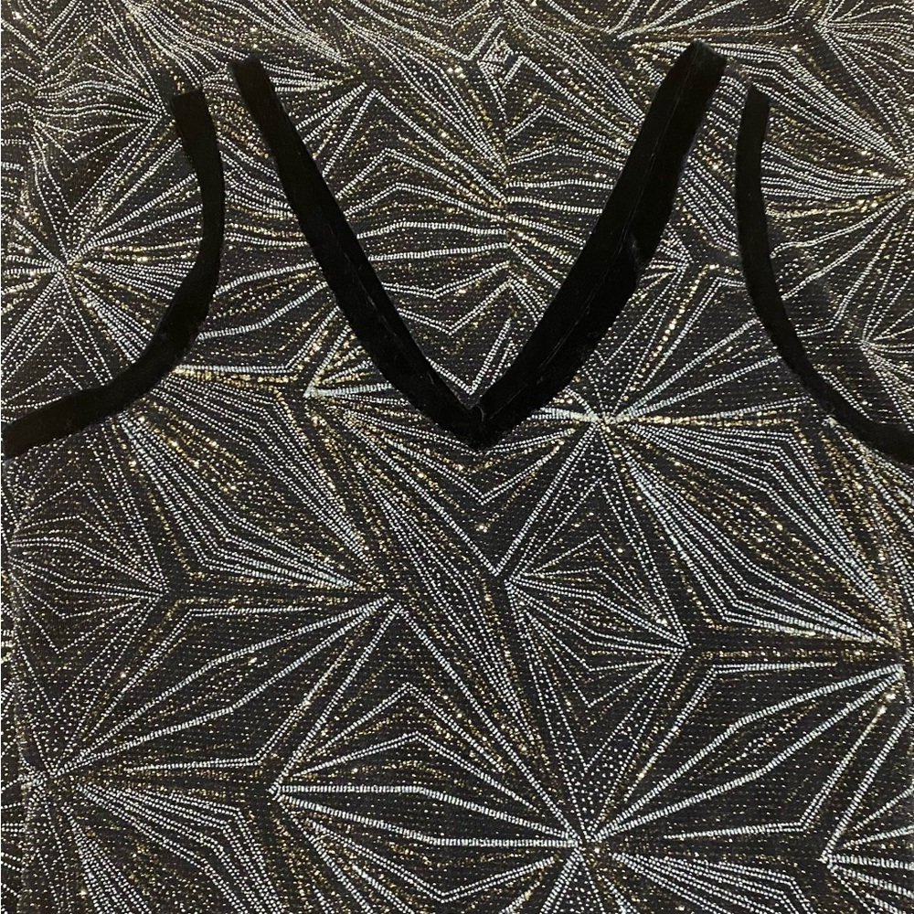 Y2k Wrapper Sleeveless Dress Women’s S Black Gold… - image 4